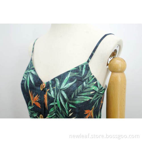 ladies print slit braces sexy long dress